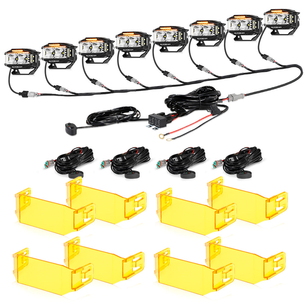 Auxbeam V-MAX Series 4" Rectangular LED Pod Lights – 72W, 6,960LM, Spot Beam Side Shooter, Amber DRL