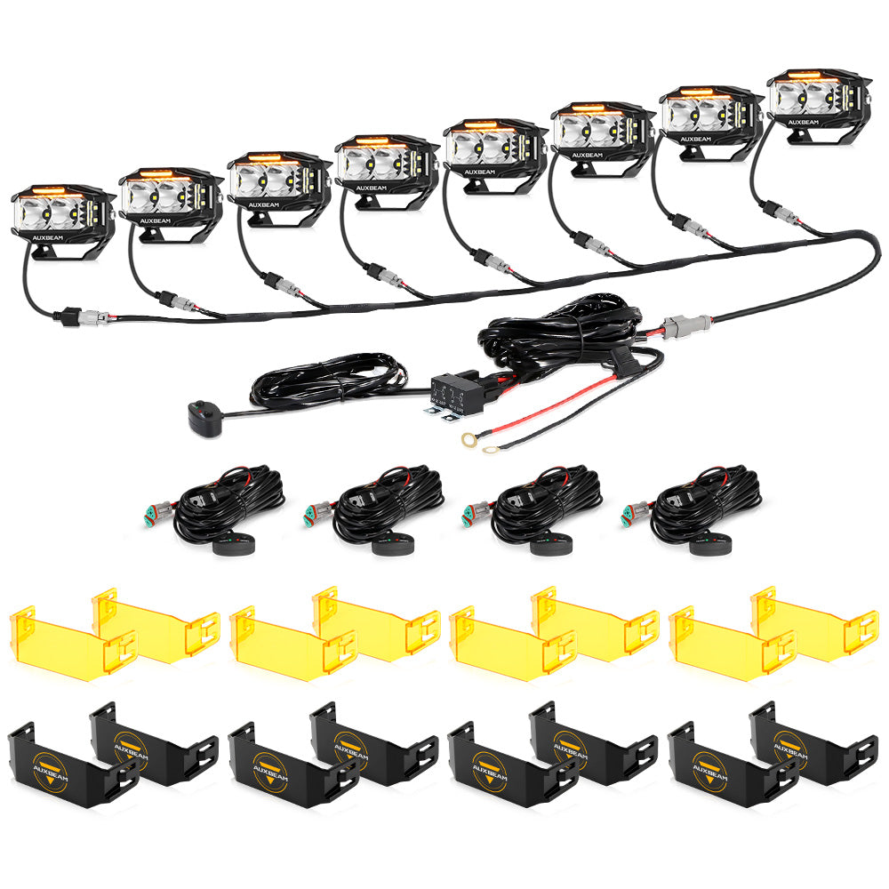 Auxbeam V-MAX Series 4" Rectangular LED Pod Lights – 72W, 6,960LM, Spot Beam Side Shooter, Amber DRL