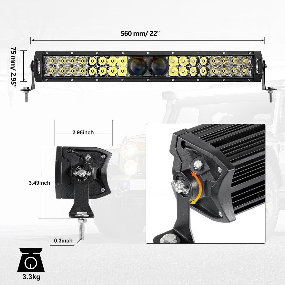 Auxbeam 5D-PRO Series 22" LED Light Bar – 22,000LM, Spot Beam, Off-Road