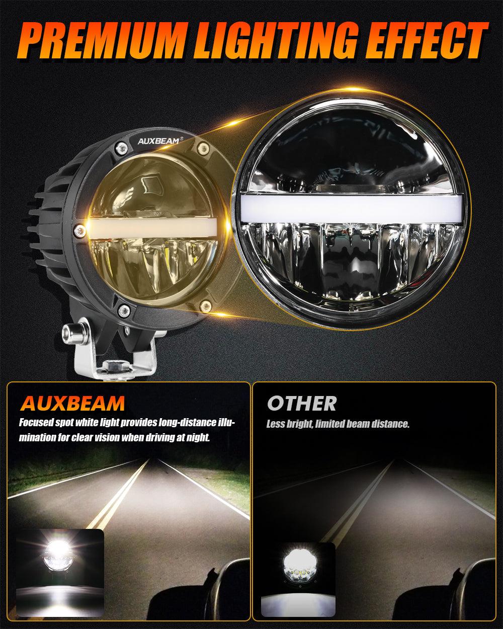 Auxbeam C4 Series 4" LED Pods – 110W, 11,000LM, Amber DRL