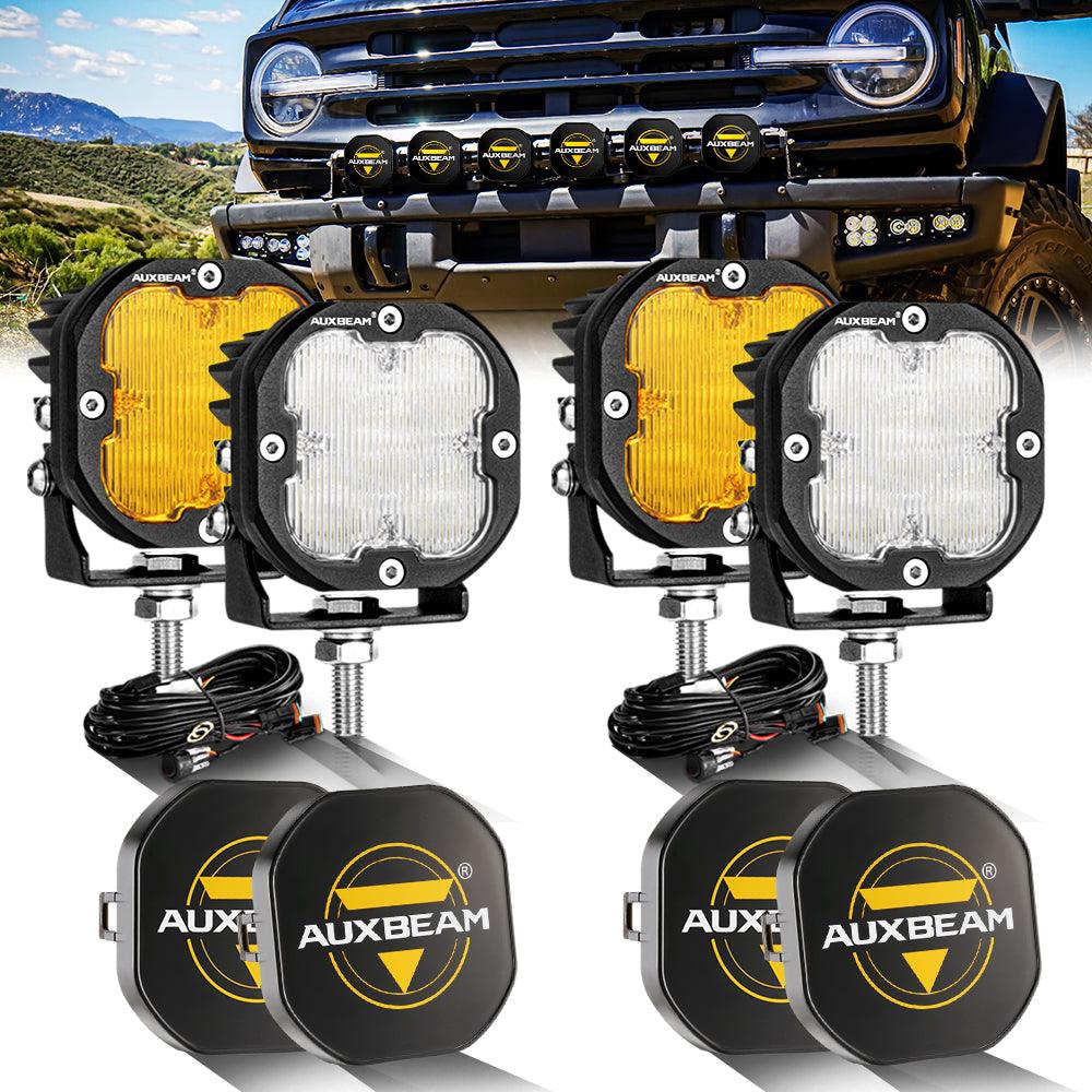 Auxbeam XP-ULTRA Series 3" LED Pods – 80W, Flood Beam, Amber & White