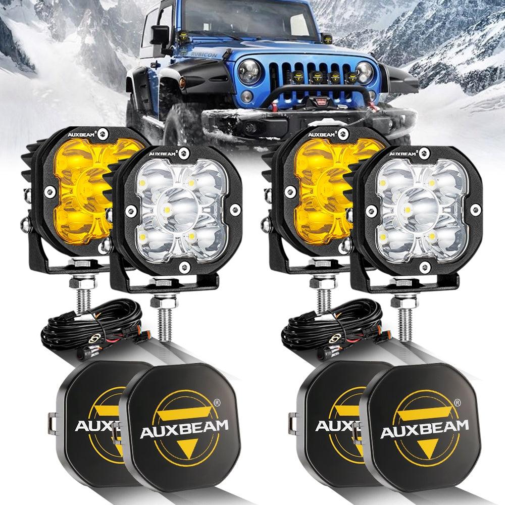 Auxbeam XP-ULTRA Series 3" LED Pods – 80W, Spot Beam, Amber & White