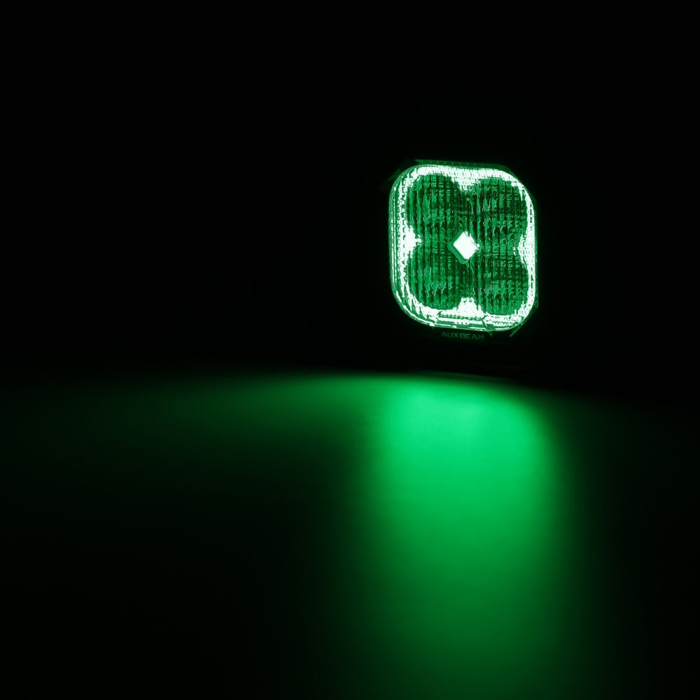 Auxbeam Color Play Series 3" RGB LED Pod Lights – 116W, Flood Beam, 8 Backlight Modes