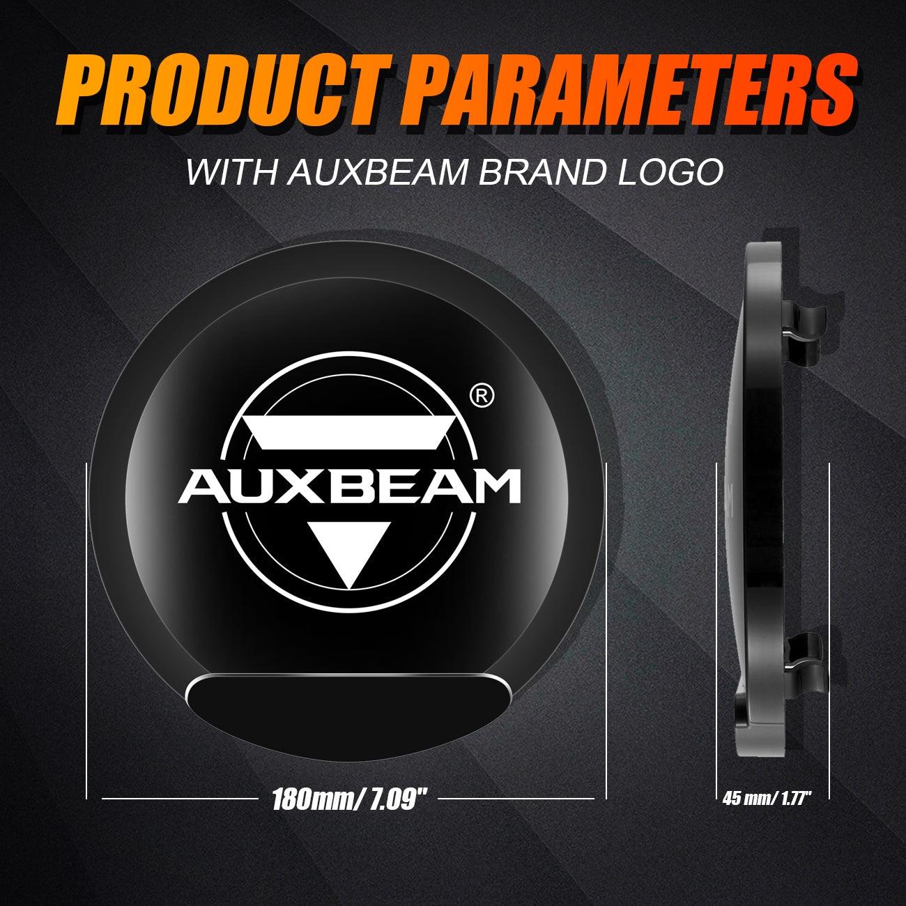 Auxbeam 7" 90W Round LED Driving Lights – Spot Beam, SAE Compliant, Off-Road, Amber/Black Covers Optional (2 Pack)