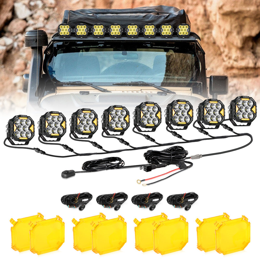 Auxbeam CUBE-Z Series 4" LED Combo Pod Lights – White DRL & Amber Turn Signal