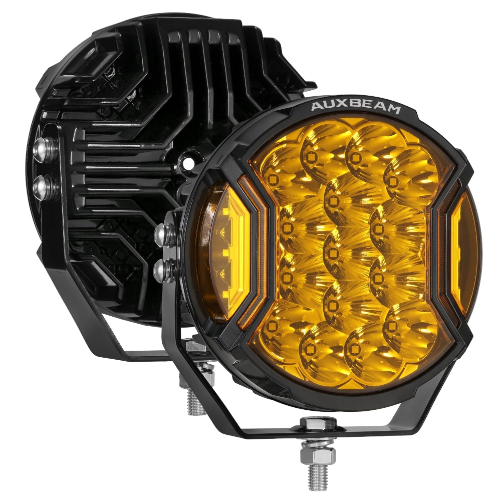 Auxbeam V-ULTRA Series LED Side Shooter Pods – 7", Amber/White, Amber DRL