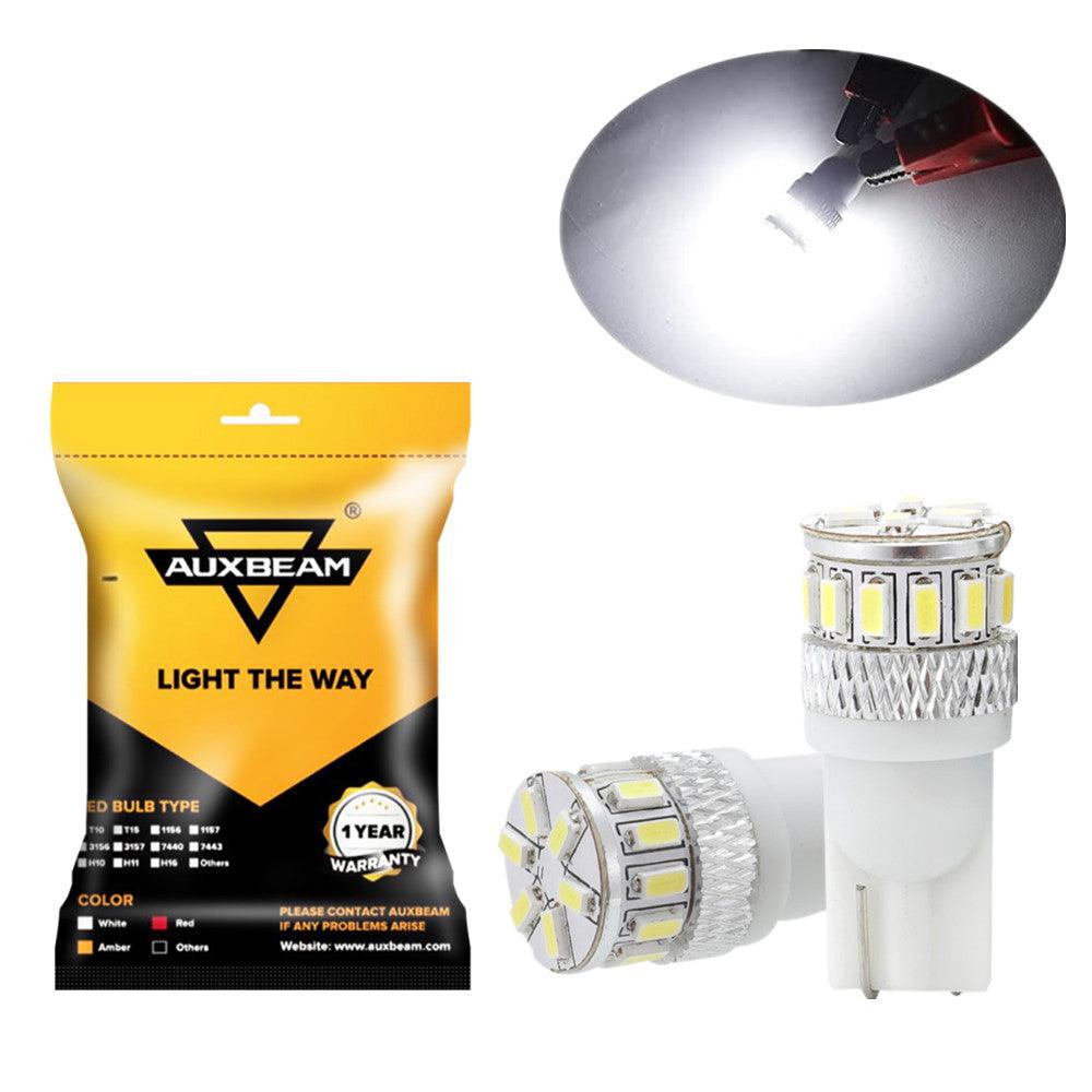 Auxbeam 168 / 2825 W5W T10 LED Bulbs – License Plate, Side Marker & Interior Lights, 4W, 6500K White, 300% Brighter, CAN-Bus Error-Free