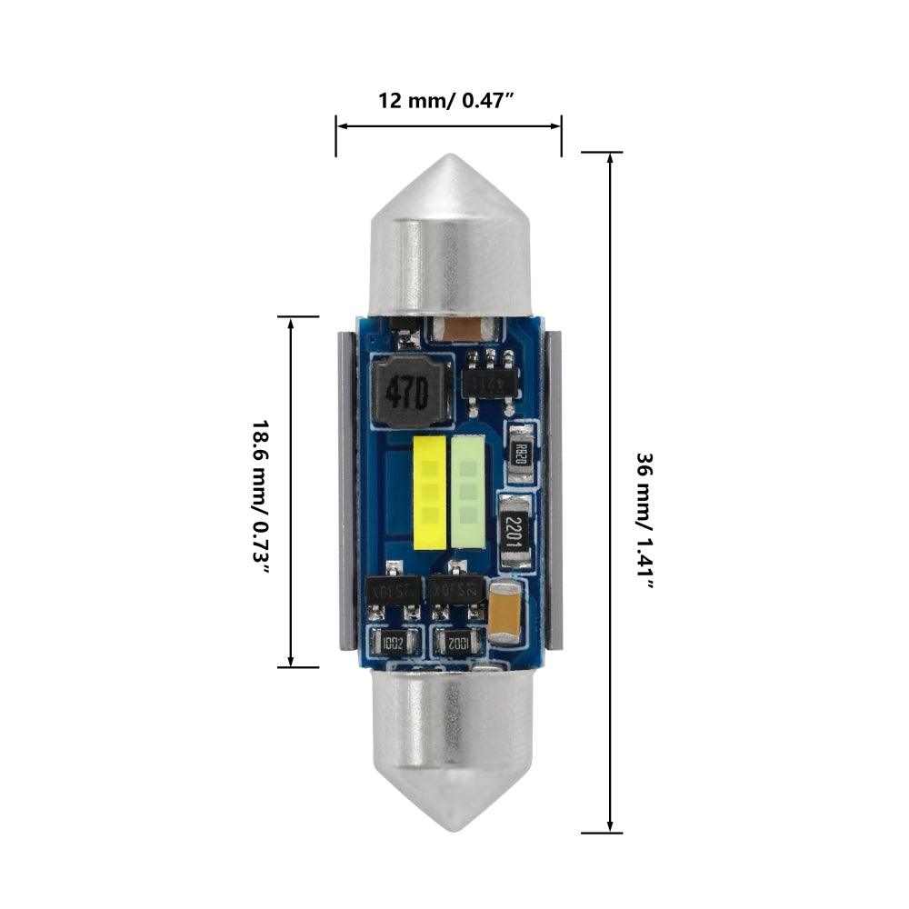 Auxbeam Dual Color Switchback 36mm Festoon LED Bulbs – DE3174 / 3425 / 6461 / 11005 / 12854, 1860CSP, 6500K White & Ice Blue, CANBUS, Interior/Dome/Map/License Plate (2 Pack)