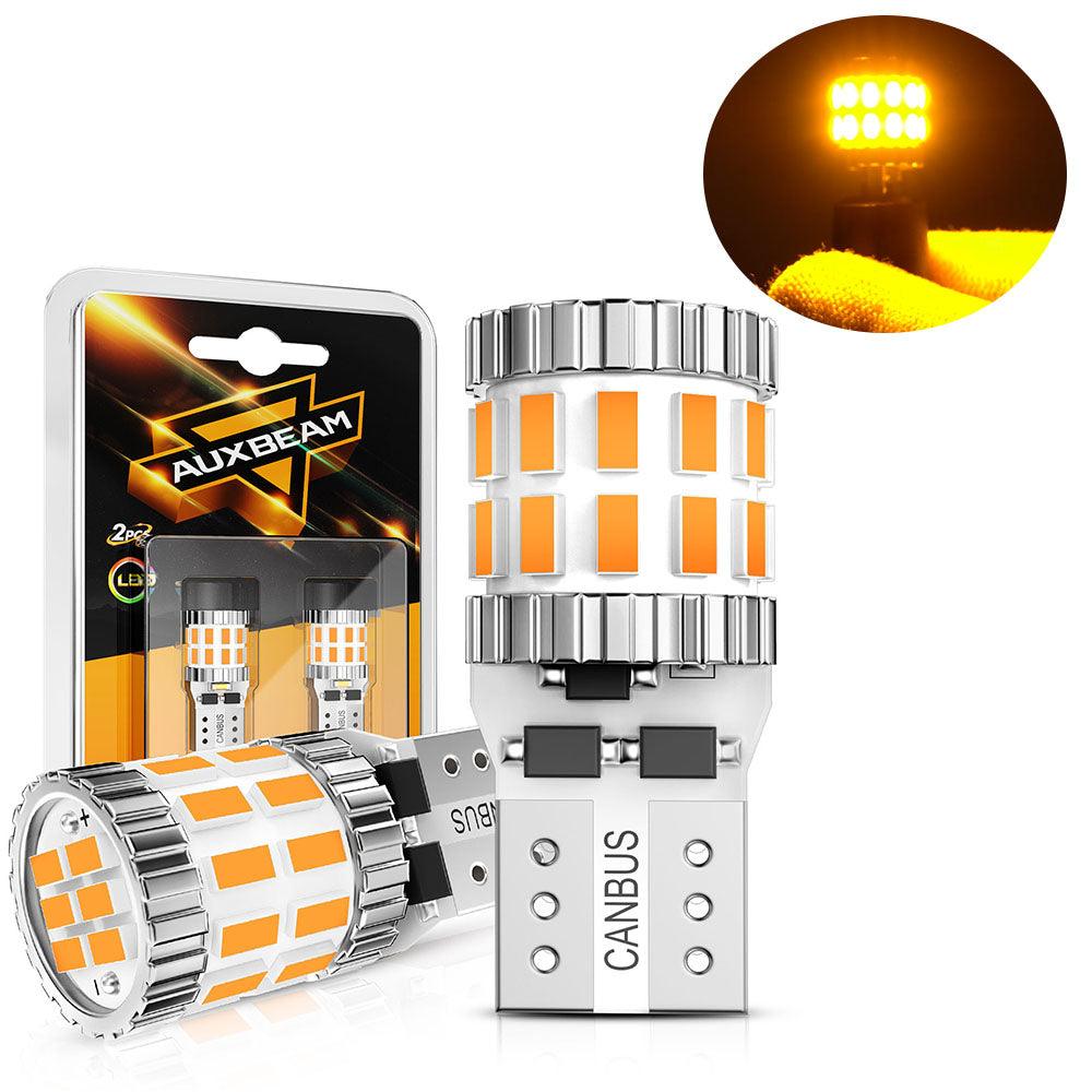 Auxbeam 168 / 2825 W5W T10 LED Bulbs – B1 Series, 3W, Amber, 400% Brighter, CANBUS Error-Free, License Plate / Side Marker / Interior Lights (2 Pack)