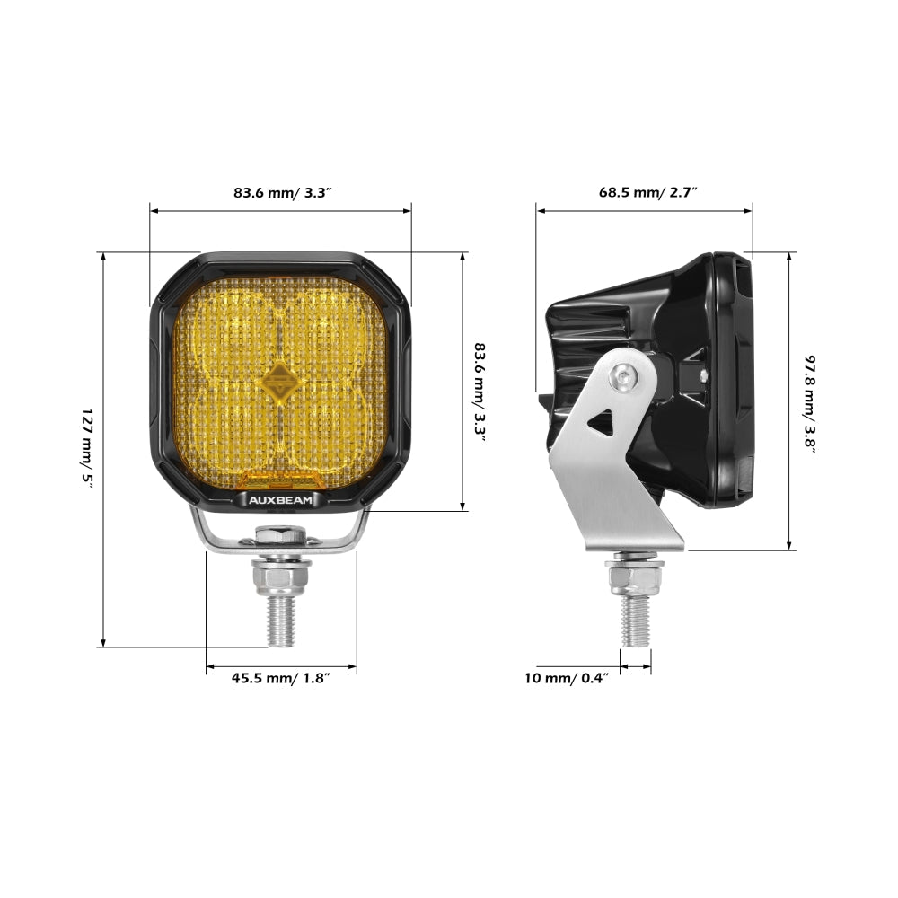 Auxbeam Color Play Series 3" RGB LED Pod Lights – 116W, Flood Beam, 8 Backlight Modes