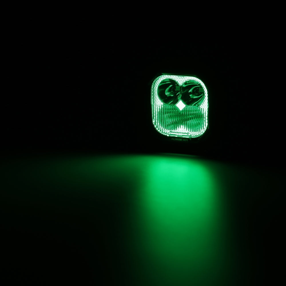 Auxbeam Color Play Series 3" RGB LED Pod Lights – 116W, Combo Beam, 8 Backlight Modes