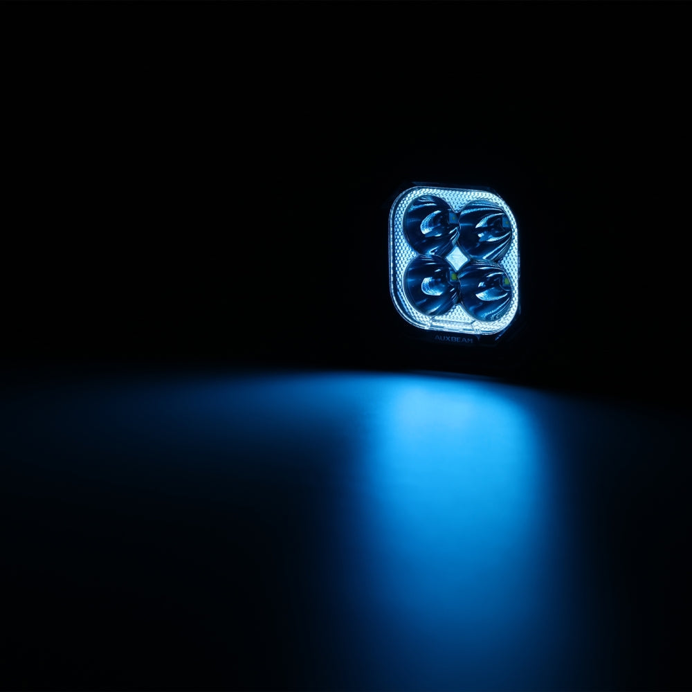 Auxbeam Color Play Series 3" RGB LED Pod Lights – 116W, Spot Beam, 8 Backlight Modes