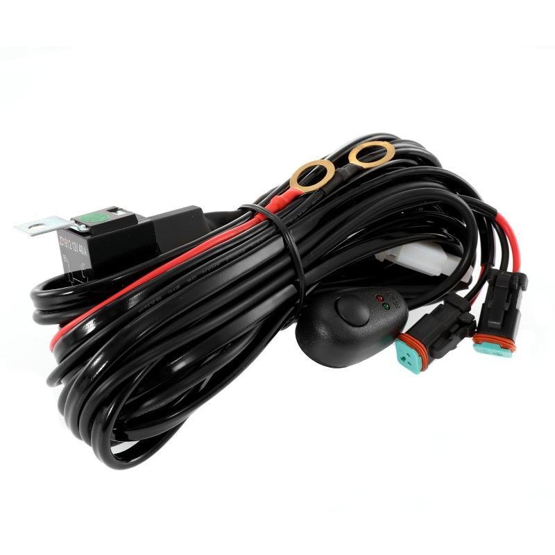 Auxbeam DT Connector 2-Lead Wiring Harness – 12V 40A Relay, Fuse, On/Off Switch (16AWG)