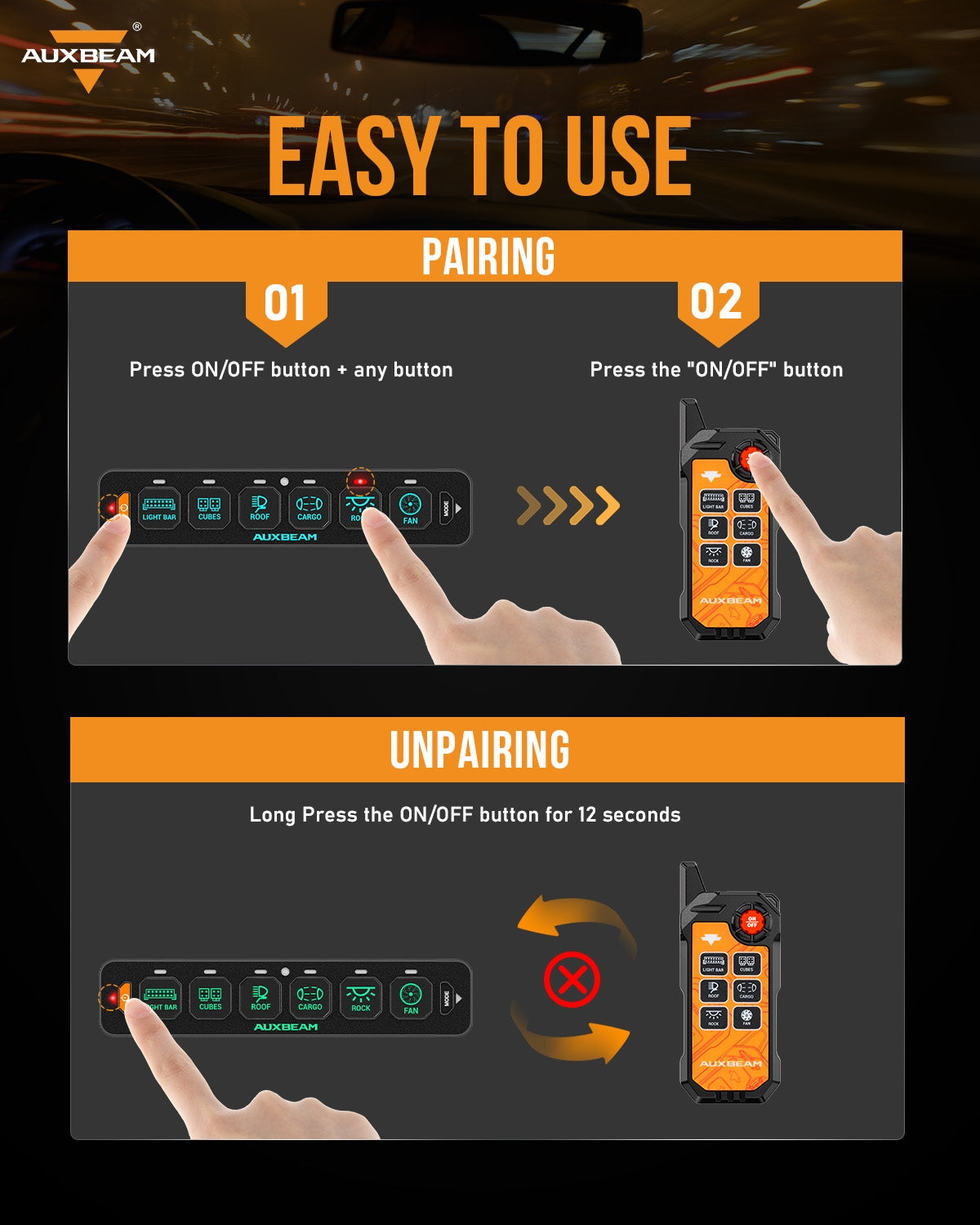 Auxbeam 6 Gang Wireless Remote Control Only for AS-600 Switch Panel