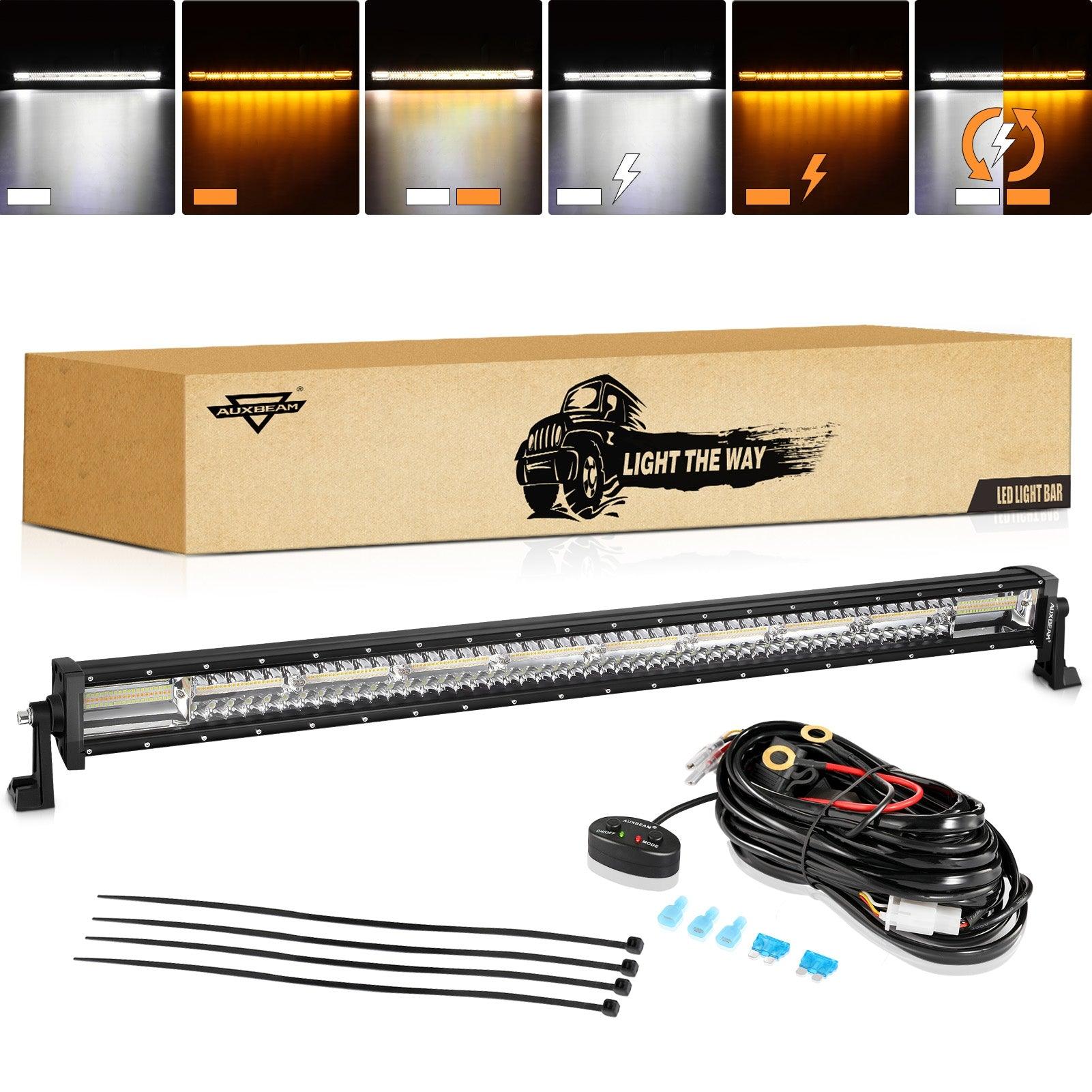 Auxbeam 6 Modes Series 42" LED Light Bar – Straight, White & Amber, Off-Road