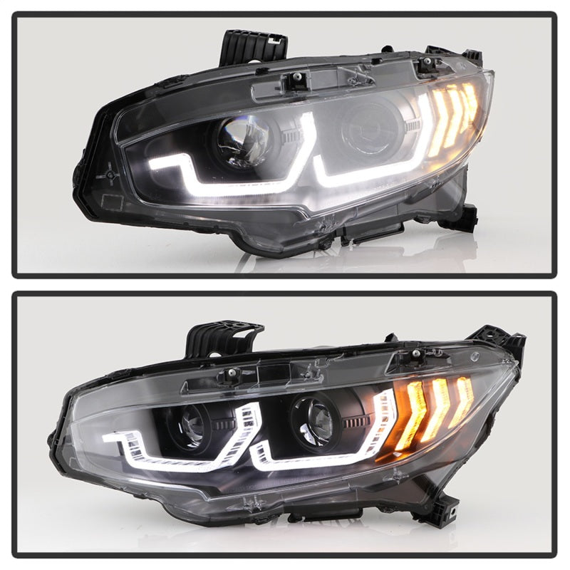 Spyder Honda Civic 16- 2DR/4DR/Hatchback Projector Headlights - Black PRO-YD-HC16SI-SEQGR-BK
