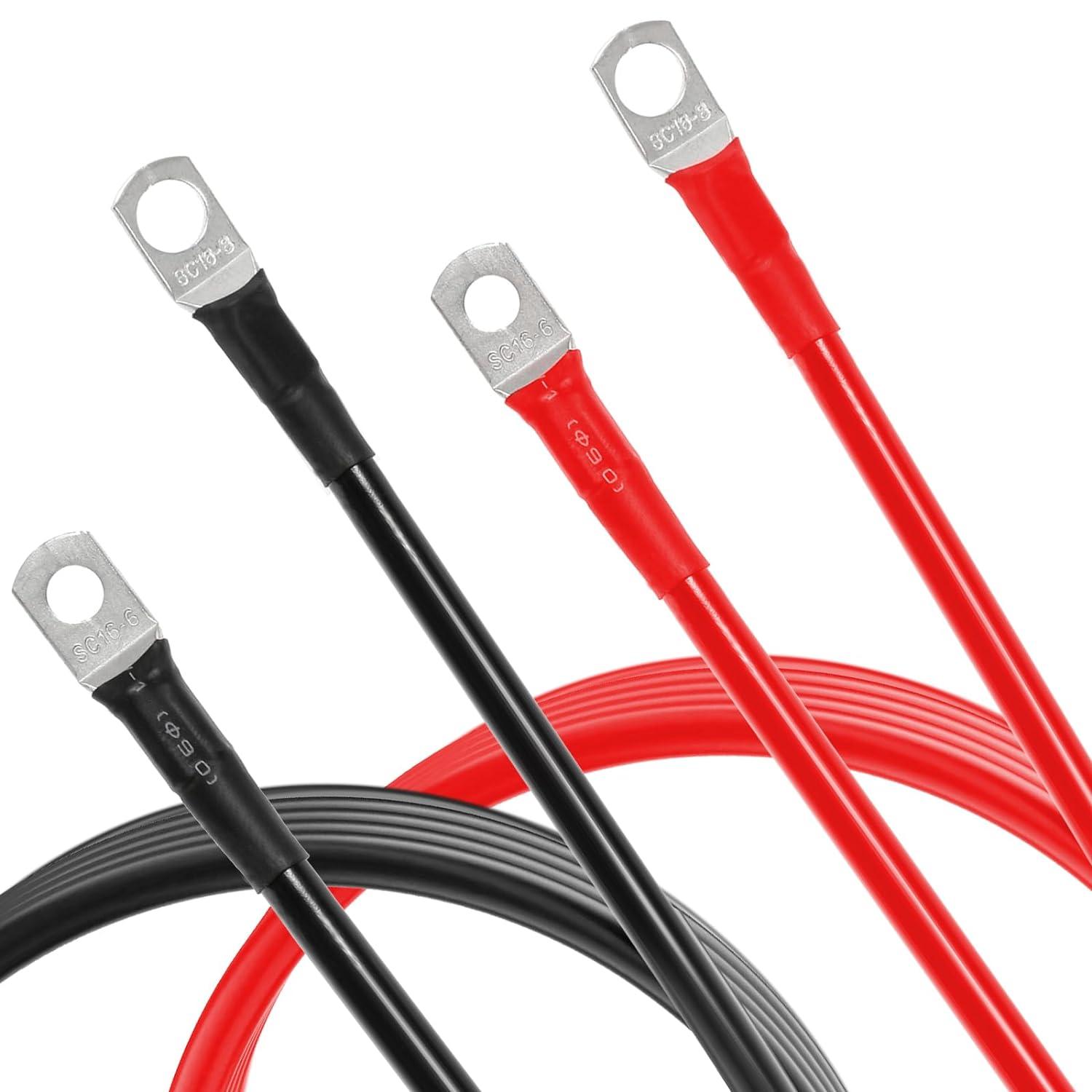 Auxbeam 7FT 7AWG Battery Cables – Tinned Copper Ring Terminal Lugs