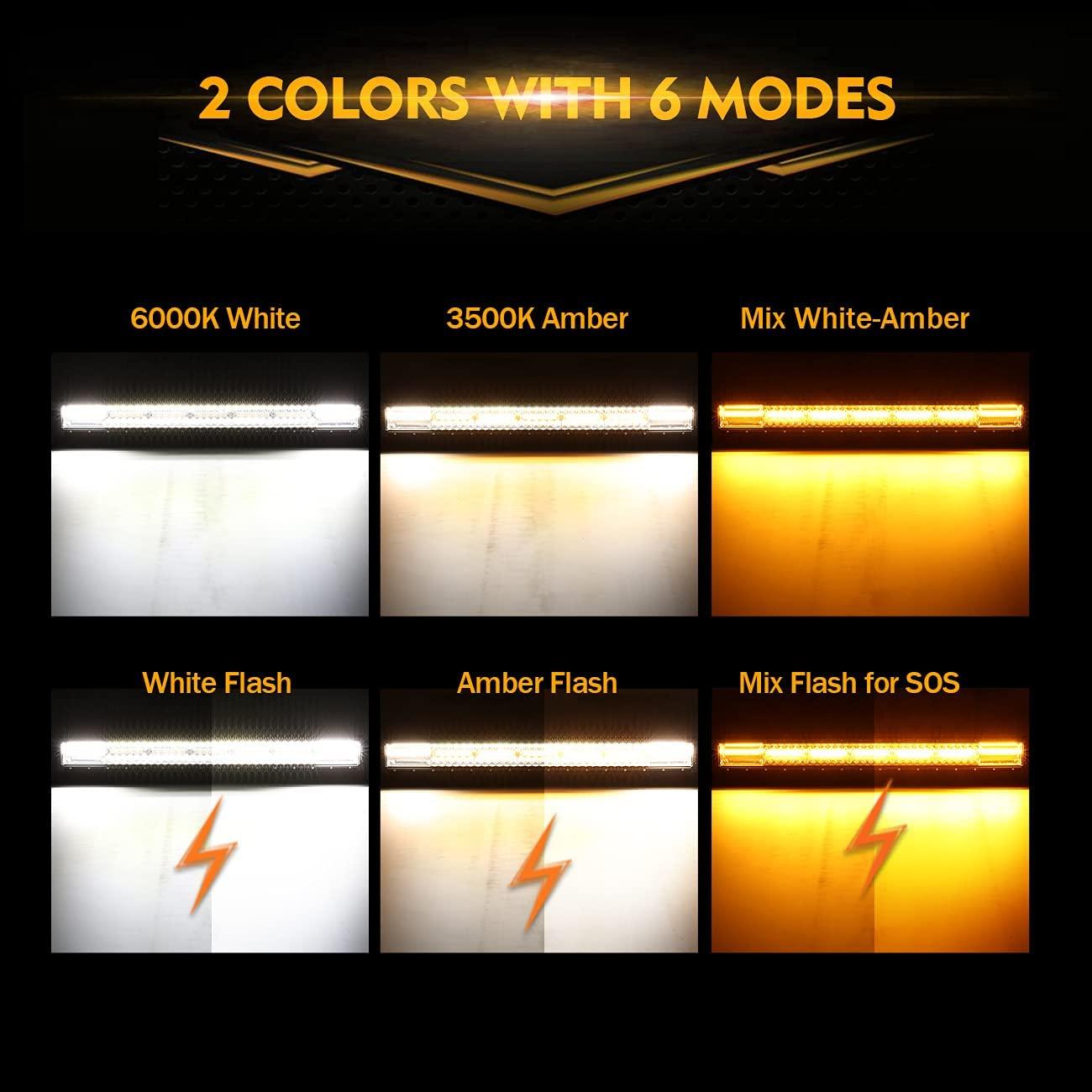 Auxbeam 6 Modes Series 30" LED Light Bar – White & Amber, Straight, Off-Road
