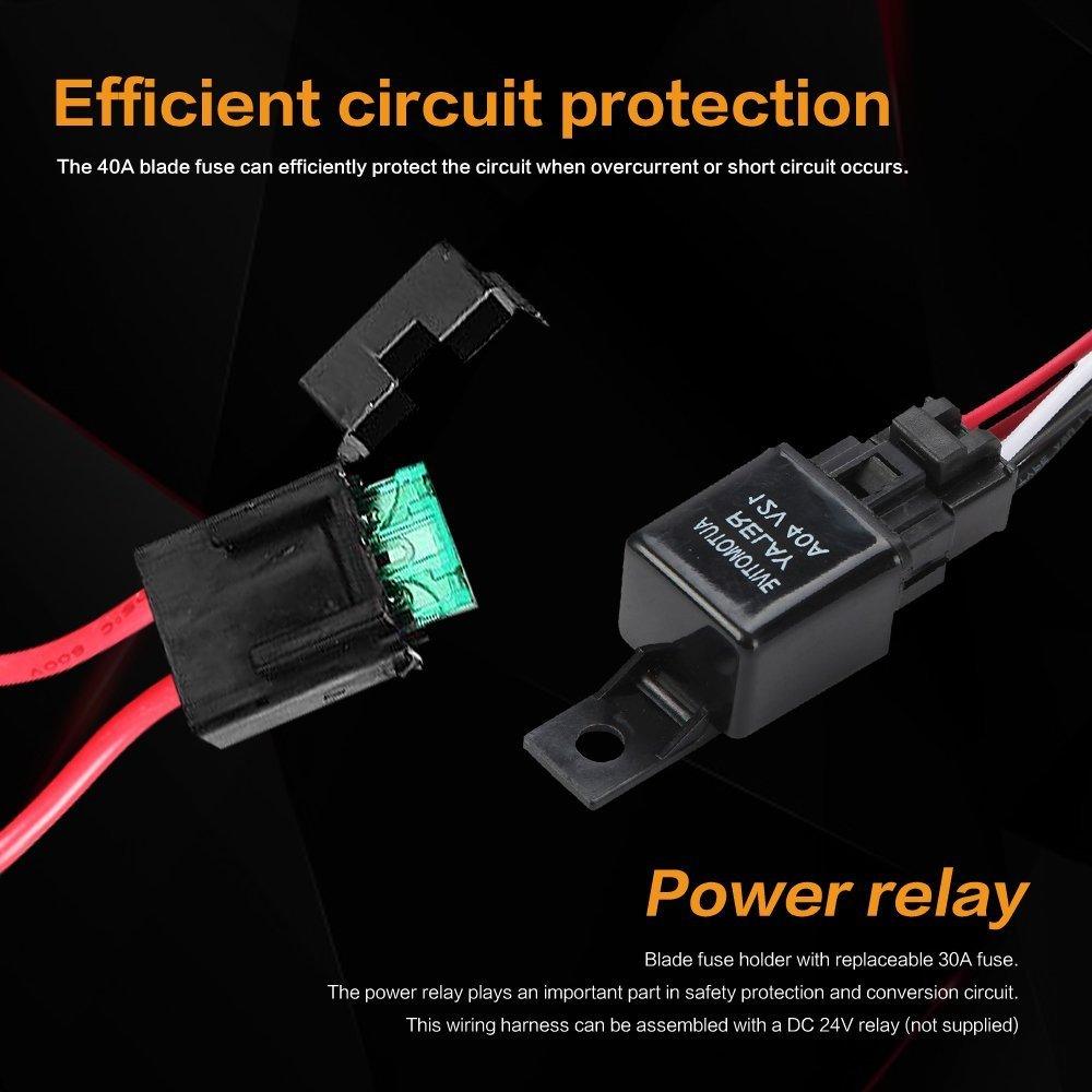 Auxbeam LED Light Bar Wiring Harness Kit (1 Lead) – With Fuse, Relay & On/Off Switch for Off-Road Driving/Work Lights