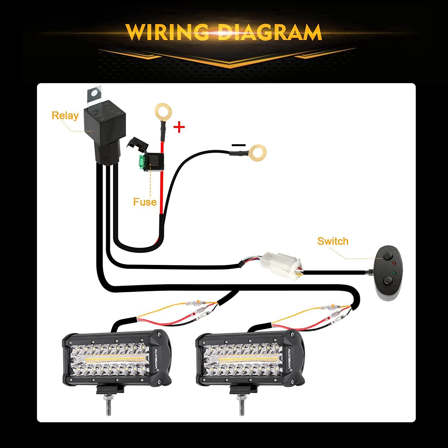 Auxbeam 6 Modes Series 7" LED Light Bar – 150W, White & Amber