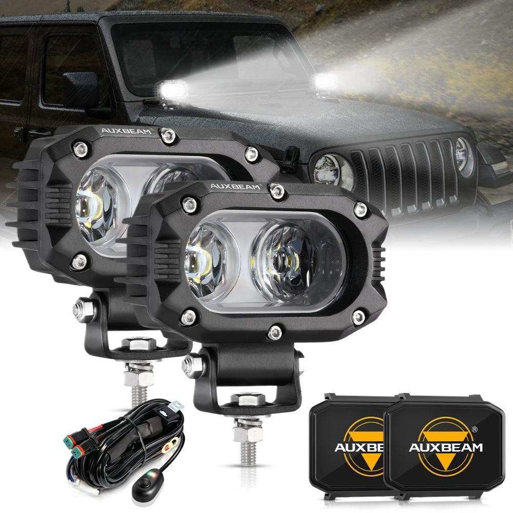Auxbeam R4 Series 4" LED Light Pods – 60W, 120° Wide Beam, Corrugated Lens