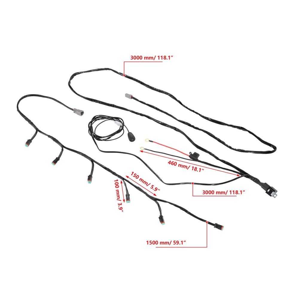 Auxbeam 6-LED Pod Light Wiring Harness Kit – 2-Pin DT Plug