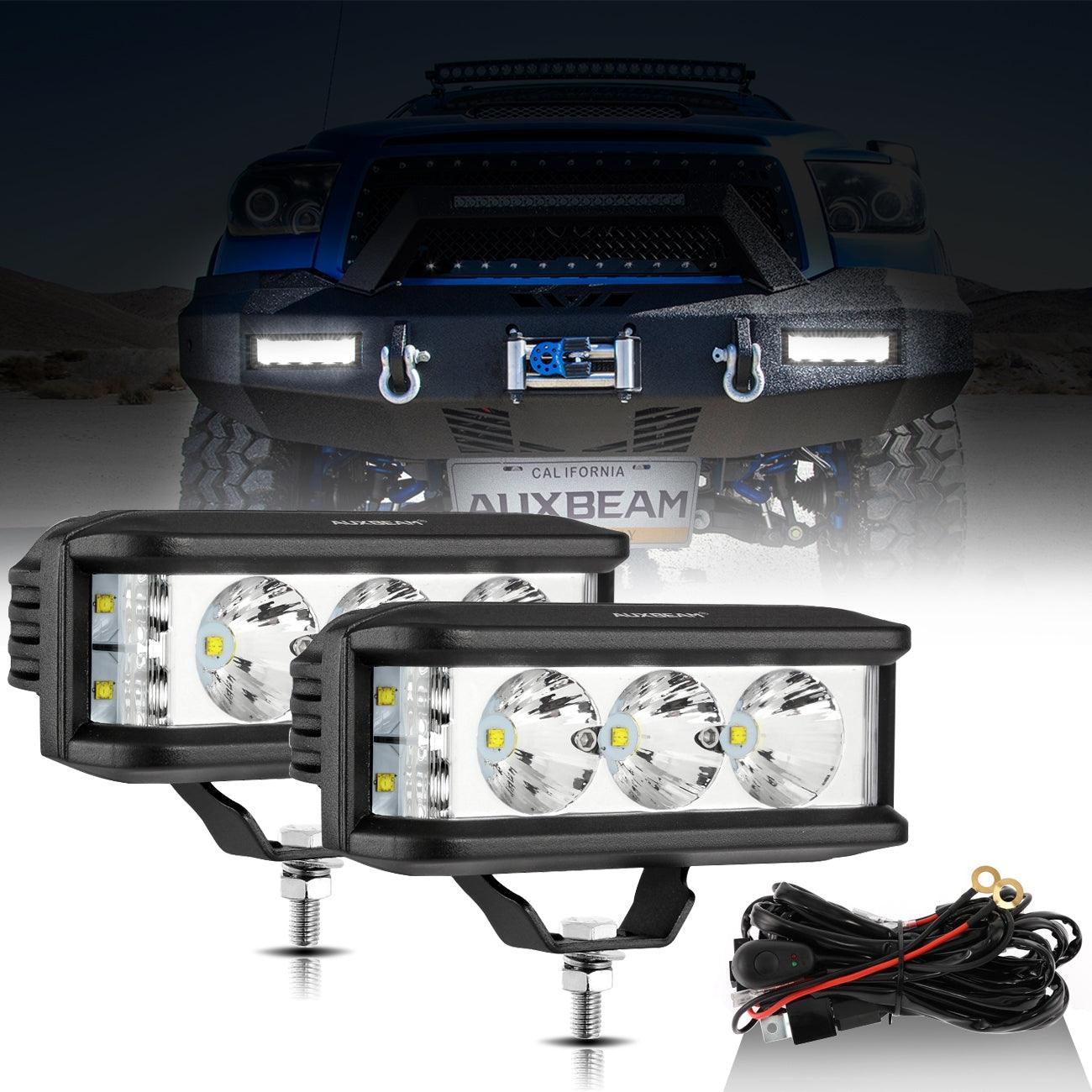 Auxbeam R5 Series 5" LED Pod Lights – 68W, White, Side Shooter Spot Beam