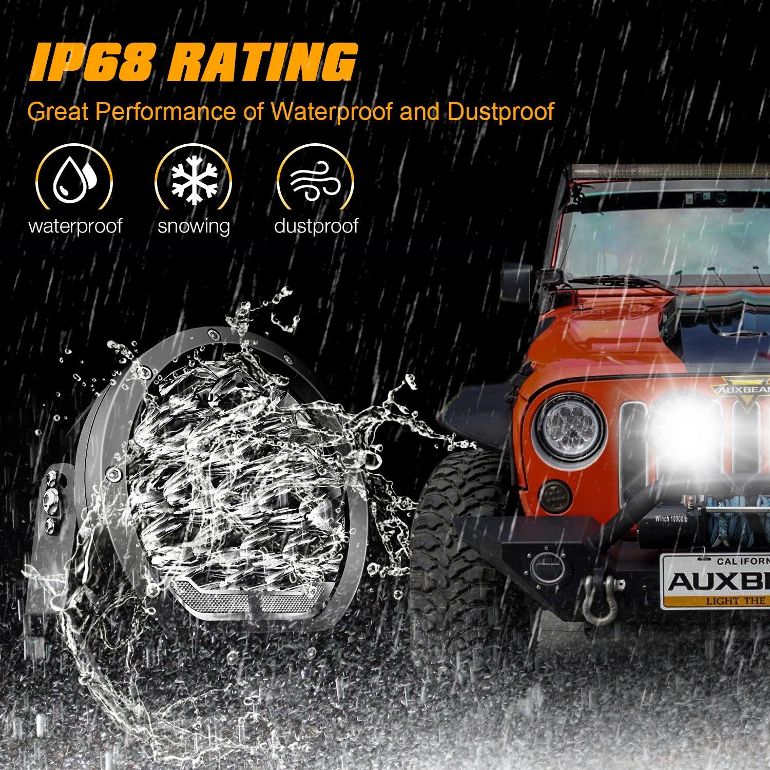 Auxbeam 7" 178W Round LED Driving Lights – Spot Beam, Off-Road (2 Pack)