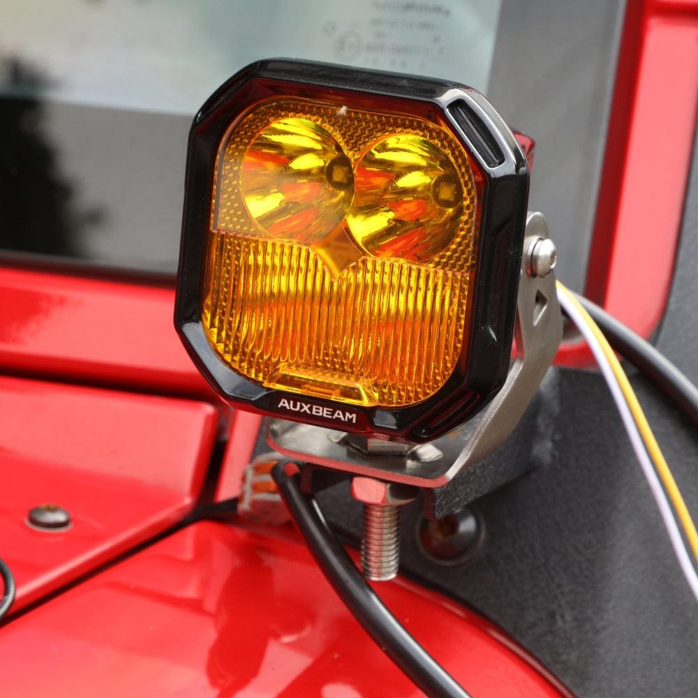 Auxbeam Color Play Series 3" LED Pod Lights – 100W, Combo Beam, White DRL & Amber Turn Signal
