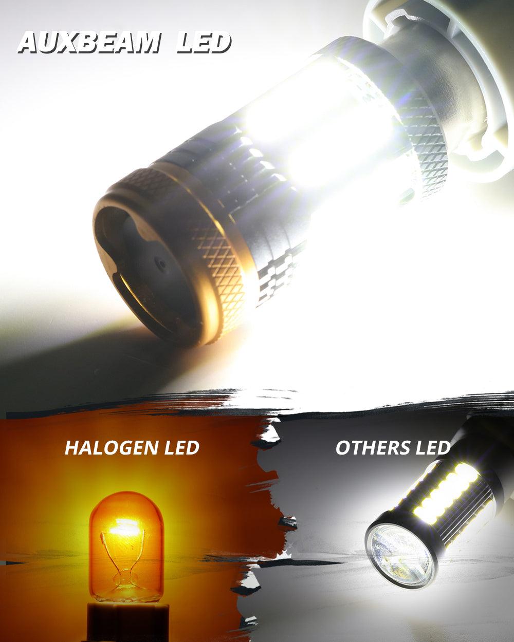 Auxbeam 1157 / 1156 / BAY15D / BA15S / BAU15S LED Bulbs – White / Amber / Red, CANBUS Error-Free, No Hyper Flash, Turn Signal / DRL / Brake / Tail / Reverse Lights, Fan Cooling (2 Pack)