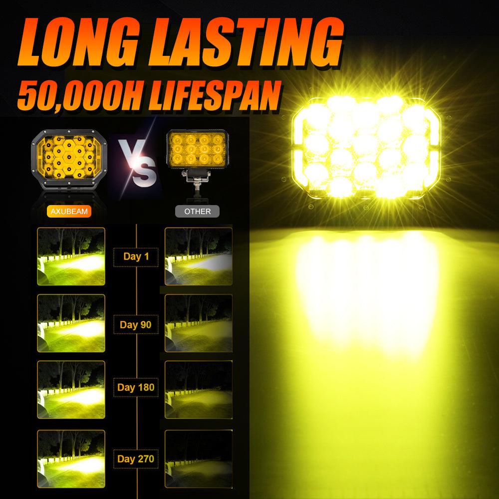 Auxbeam 7x5" Rectangle LED Pods – Amber Spot Beam with DRL