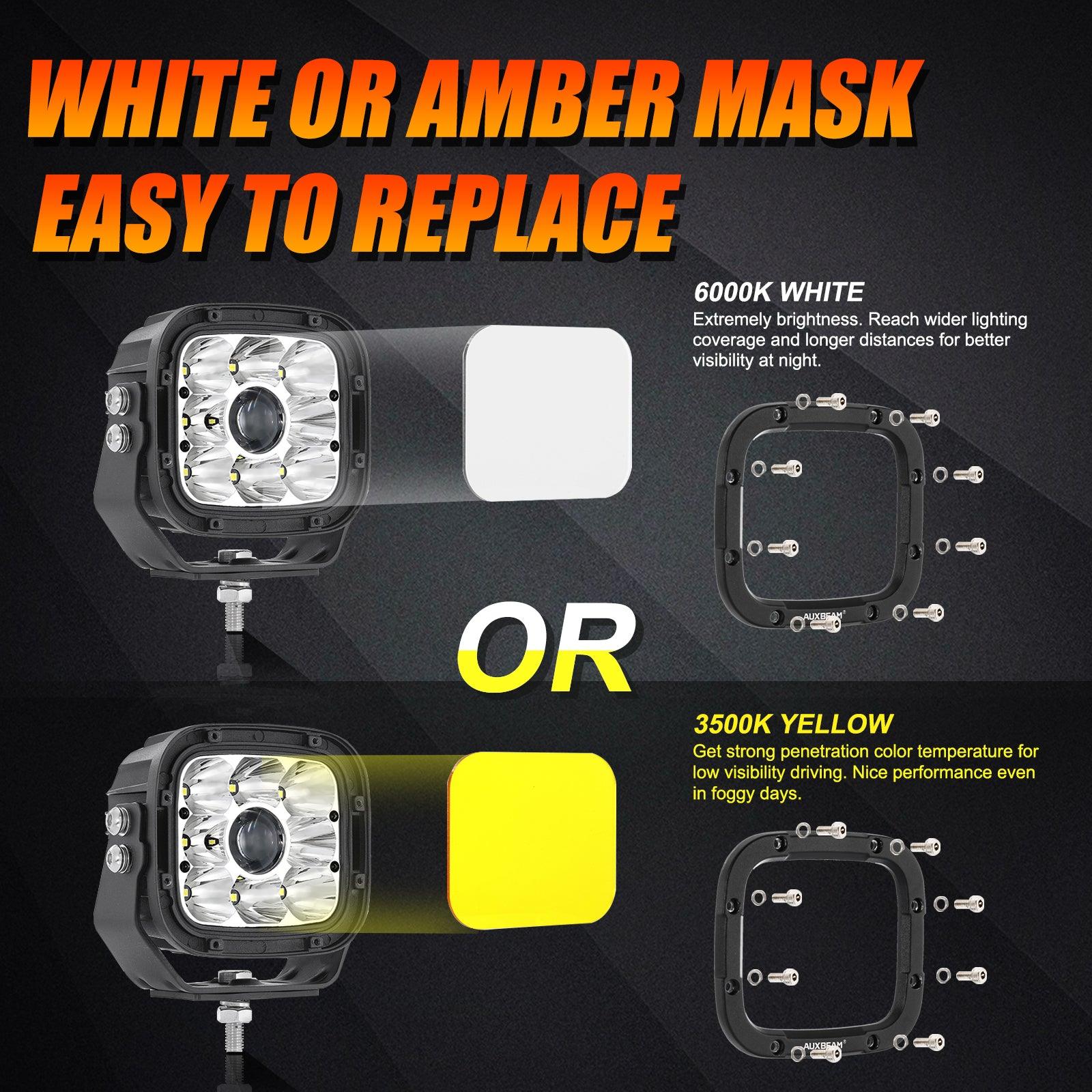 Auxbeam XP-ULTRA Series 5" LED Light Pods – 110W, 11,000LM, White/Amber