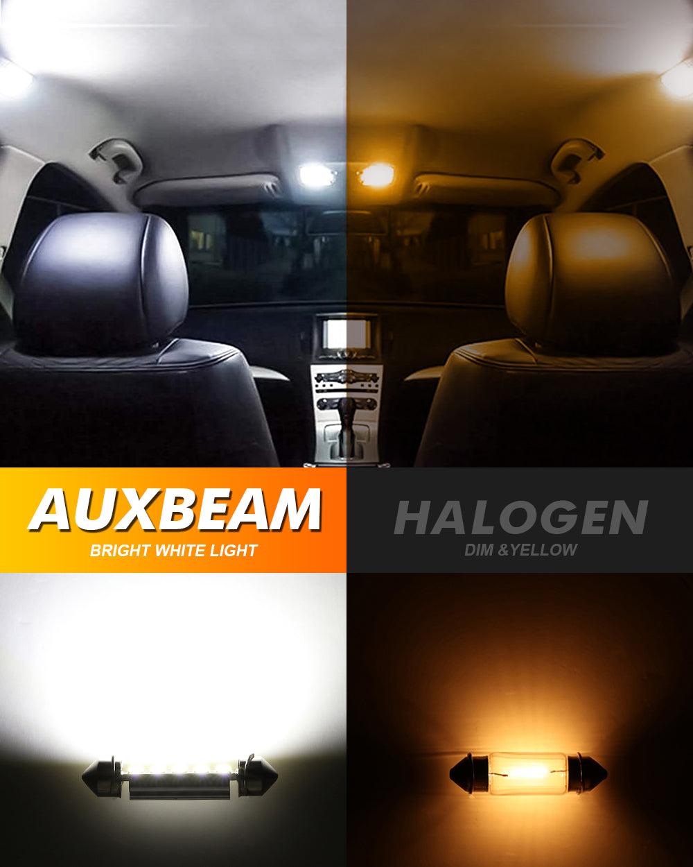 Auxbeam 41mm Festoon LED Interior Light Bulbs – 578 / 211-2 / 212-2 / 214-2, 2.7W, 500LM, 6500K White (2 Pack)