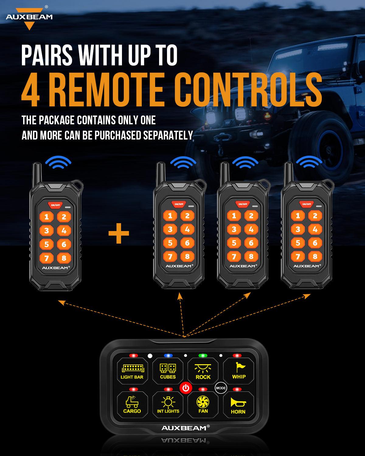 Auxbeam 8-Gang Wireless Remote Control – For RC-800 / RA84 Switch Panels