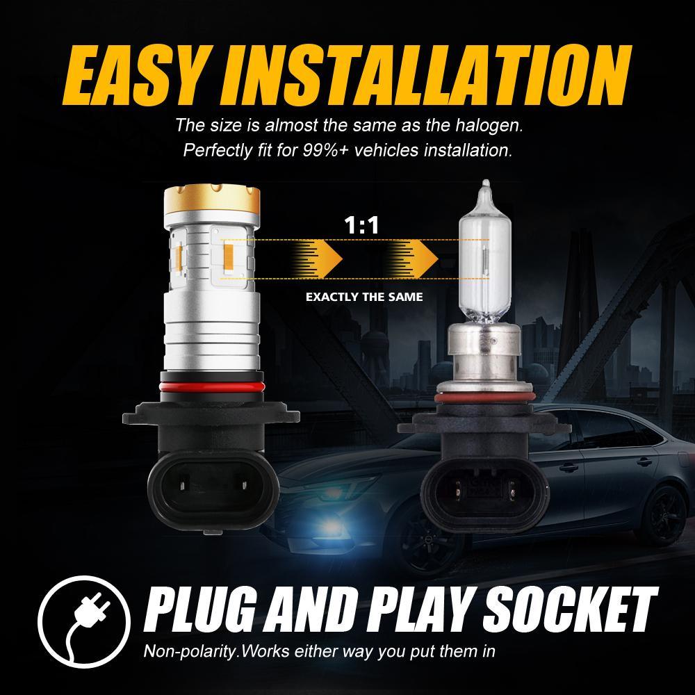 Auxbeam 9006 / H10 / 9145 / 9140 / HB3 / HB4 LED Fog Light & DRL Bulbs – Crown Series, 20W, 4000LM, Deep Blue (2 Pack)