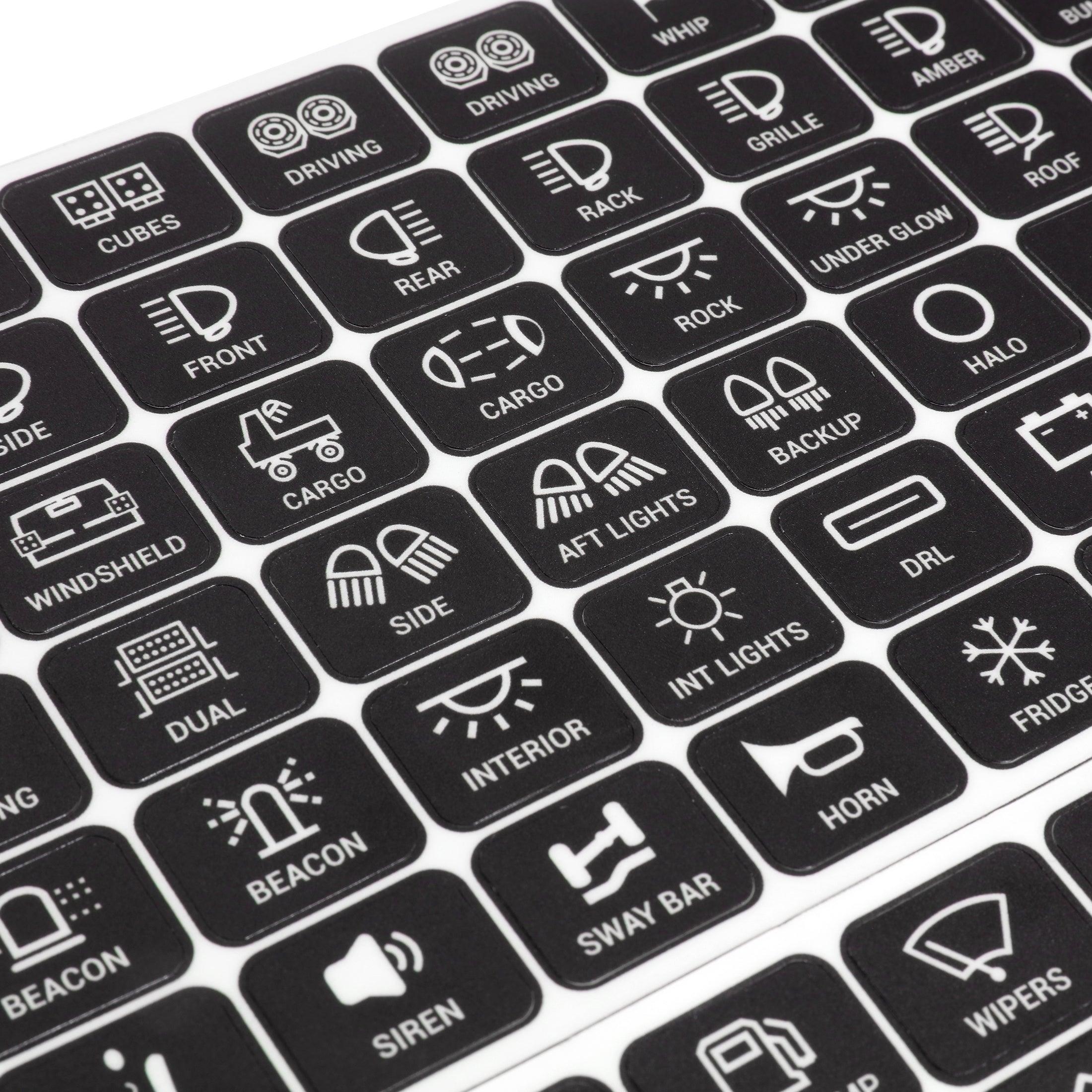 Auxbeam 120 Universal Stickers – For AC-1200 / AR-600 / RA80 XL / RB80 XL Switch Panels
