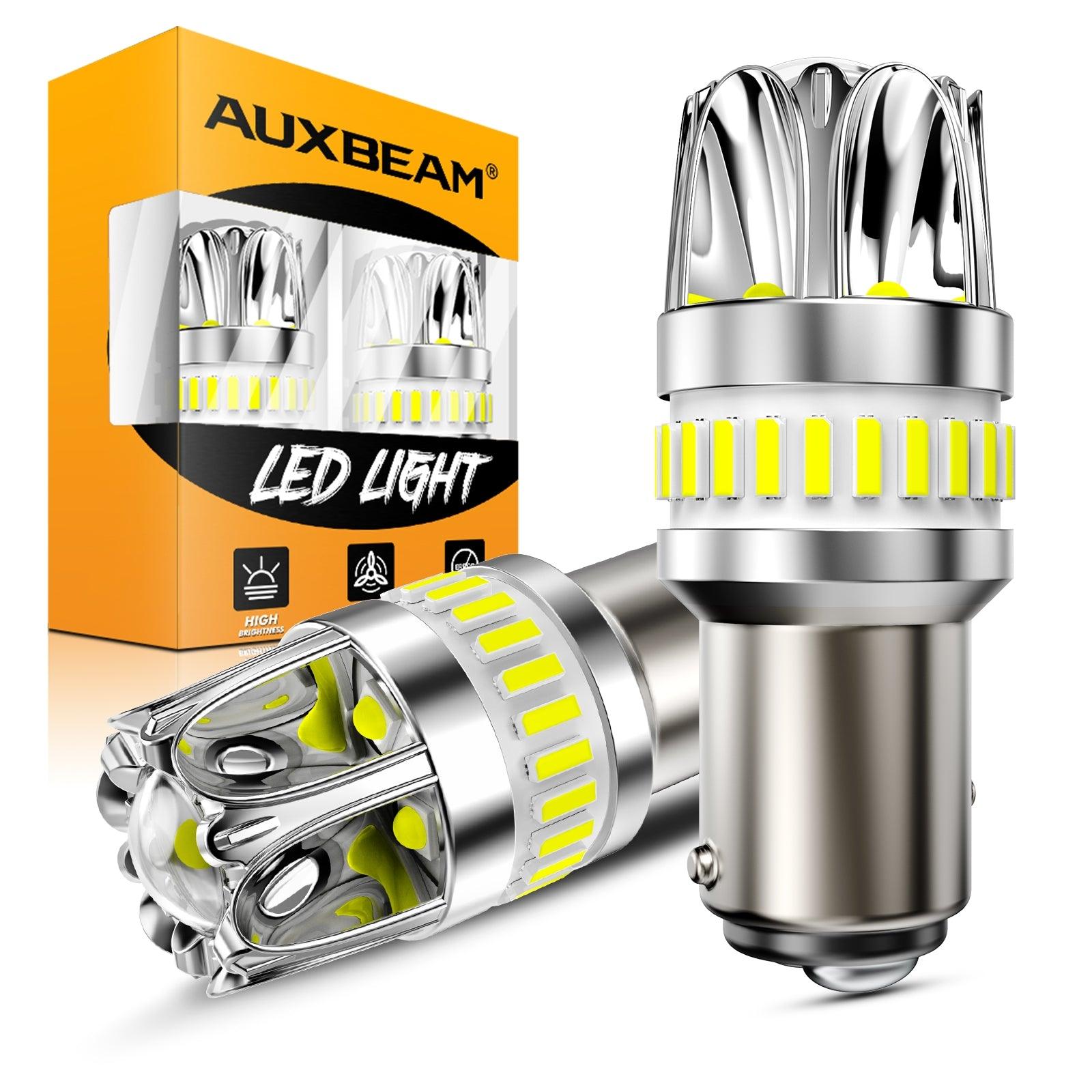 Auxbeam 1157 BAY15D LED Bulbs – Y2 Series, Backup/Reverse/Turn Signal/Brake/Tail Lights, 14W, 6000LM, 6500K White, CAN-Bus Error-Free (2 Pack)