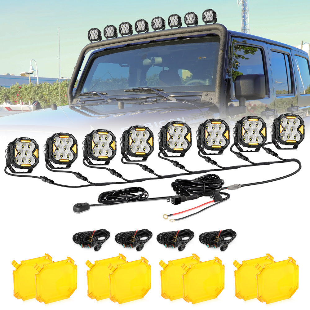 Auxbeam CUBE-Z Series 4" LED Combo Pod Lights – White DRL & Amber Turn Signal