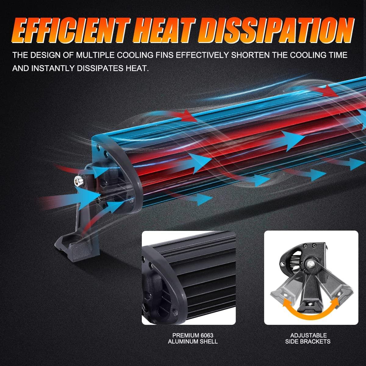 Auxbeam 5D Series LED Light Bar – 22", Straight or Curved, Double Row, Combo Beam