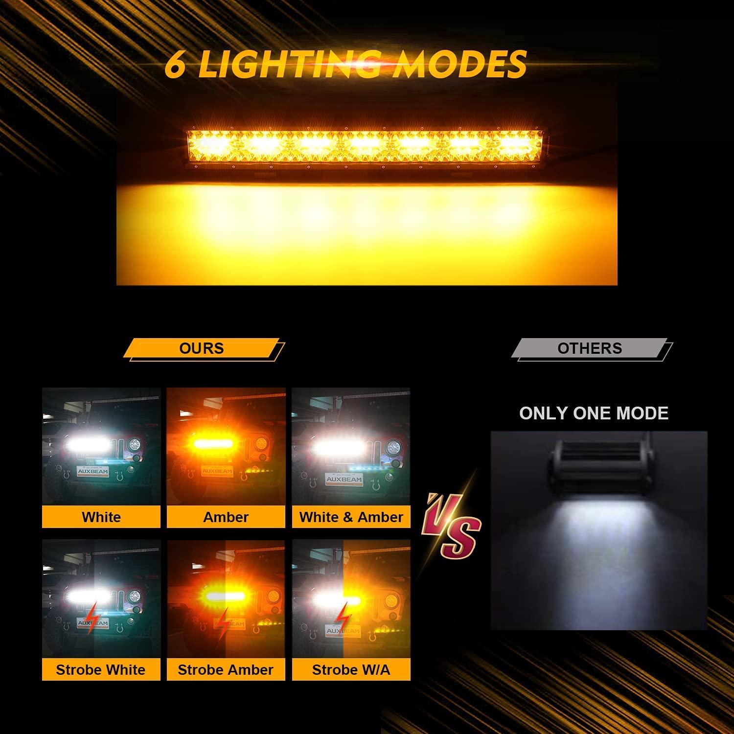 Auxbeam 6 Modes Series 20" LED Light Bar – White & Amber, Off-Road