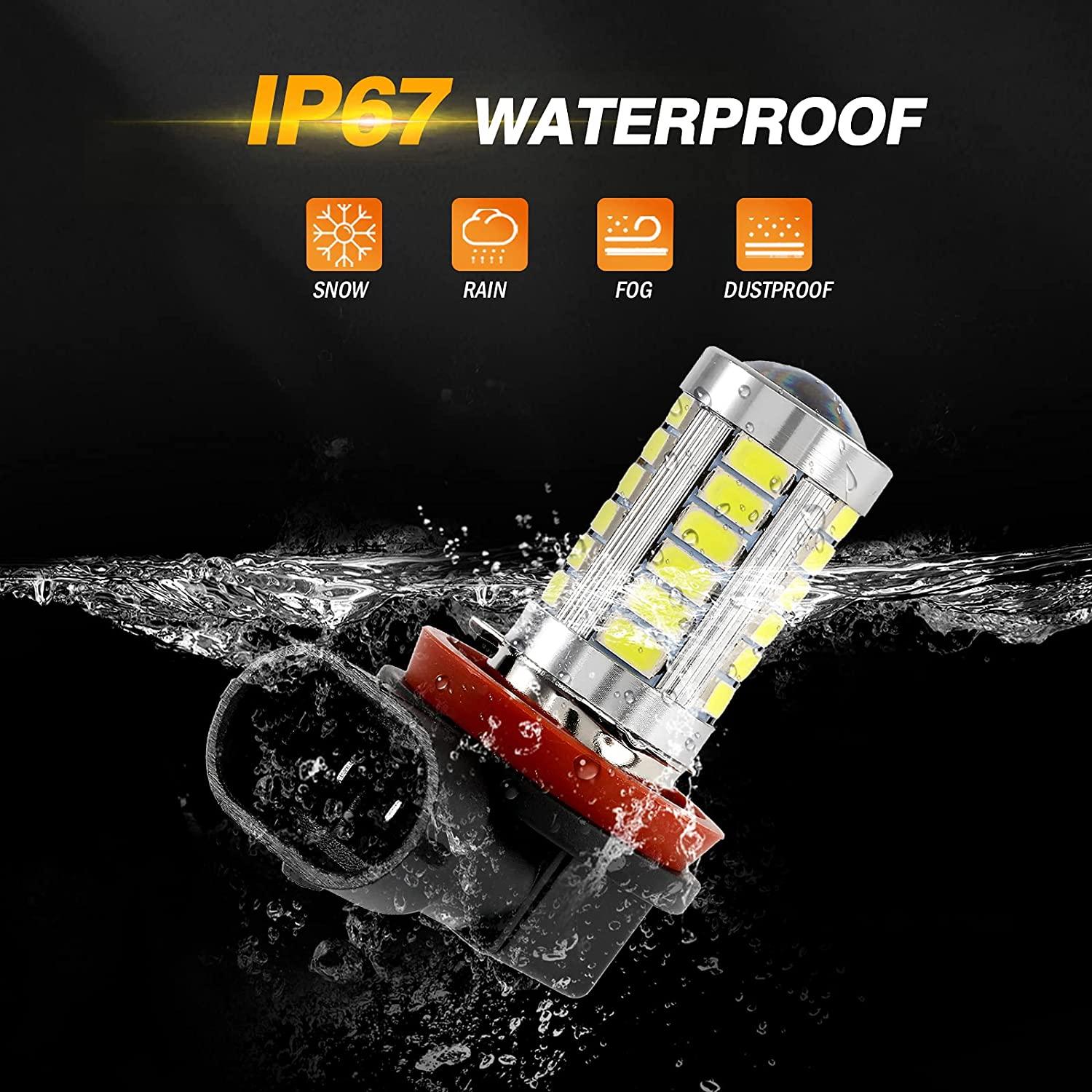 Auxbeam H11 / H9 / H8 / H16JP LED Fog Light & DRL Bulbs – 33LED Series, 50W, 4000LM, 6500K White (2 Pack)