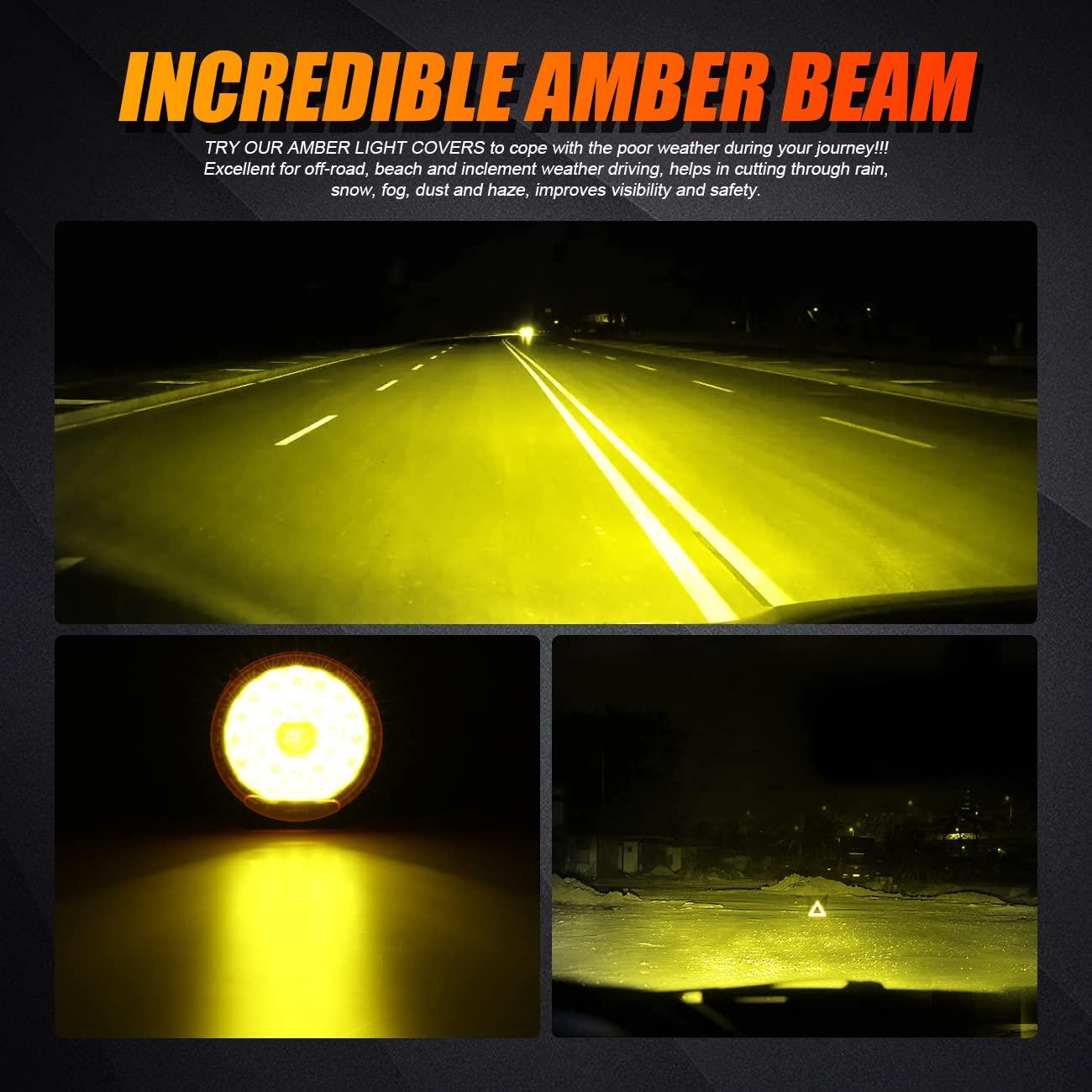 Auxbeam 9" Round LED Light Covers – Amber (2-Pack)