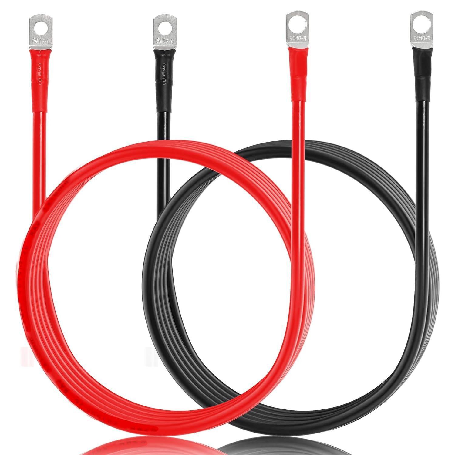 Auxbeam 7FT 7AWG Battery Cables – Tinned Copper Ring Terminal Lugs