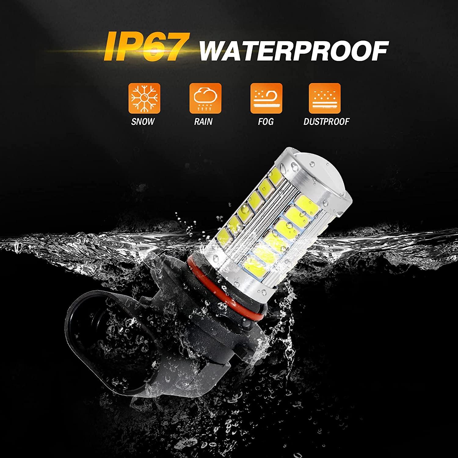Auxbeam H10 / 9145 / 9140 / HB3 LED Fog Light & DRL Bulbs – 33LED Series, 50W, 4000LM, 6500K White (2 Pack)