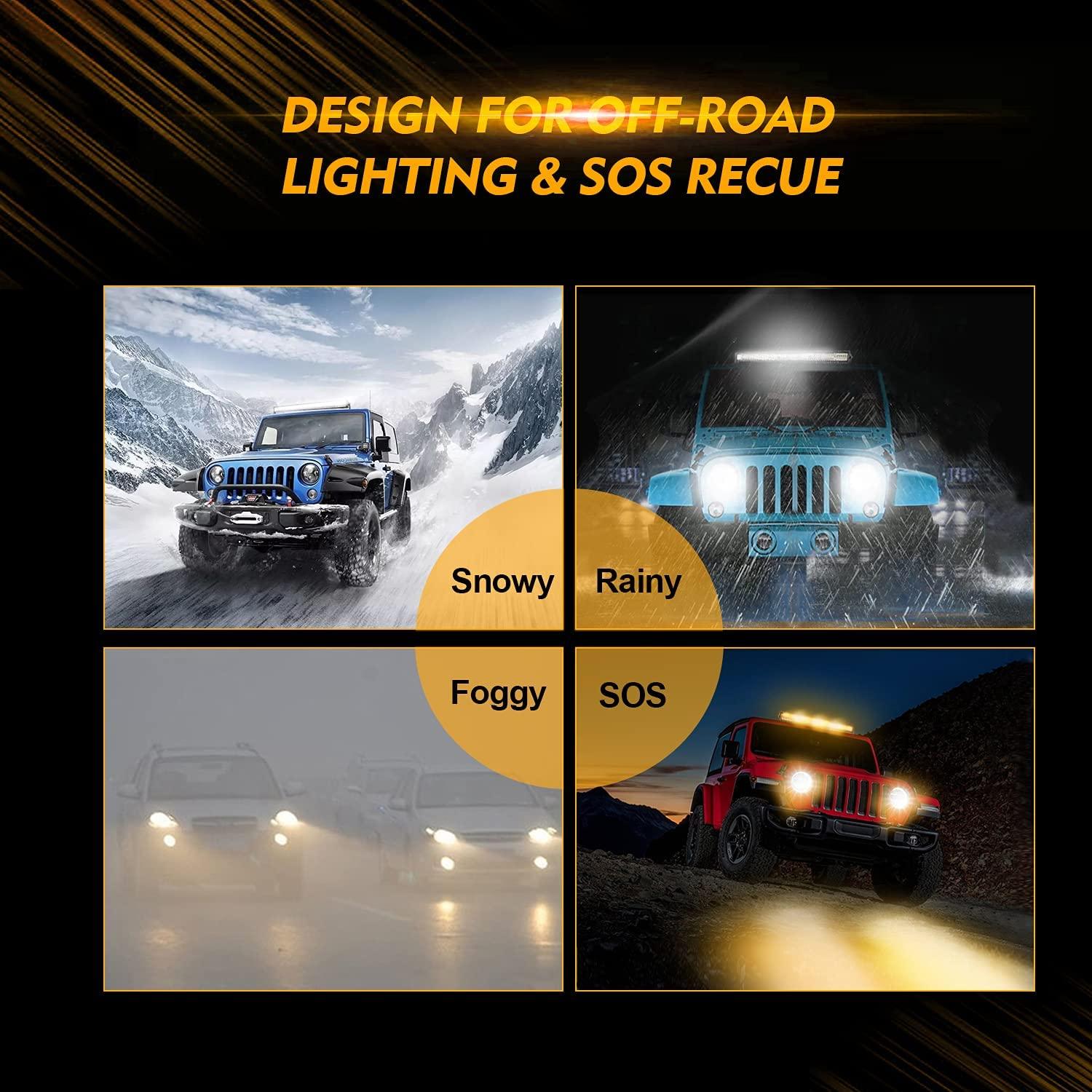Auxbeam 6 Modes Series 42" LED Light Bar – Curved, White & Amber, Off-Road
