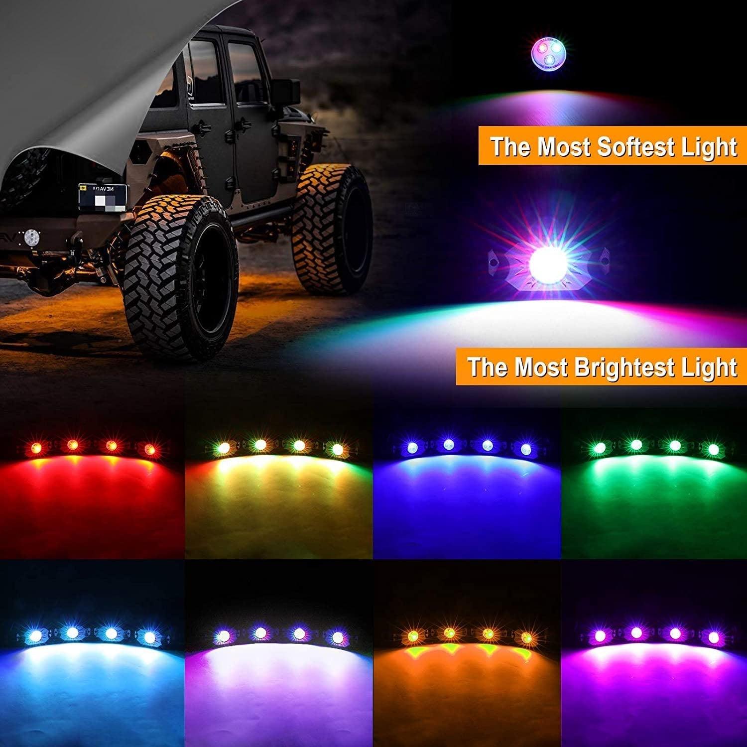 Auxbeam V-PRO Series 42" RGBW LED Light Bar & RGB Rock Light Combo – Straight, Color-Changing, Off-Road