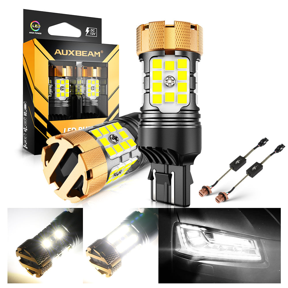 Auxbeam T20 / 7443 / 7440 LED Bulbs – B21-PRO Series, Backup/Reverse/Turn Signal/Brake/Tail Lights, 50W, 4000LM, 6500K White, CAN-Bus Error-Free (2 Pack)