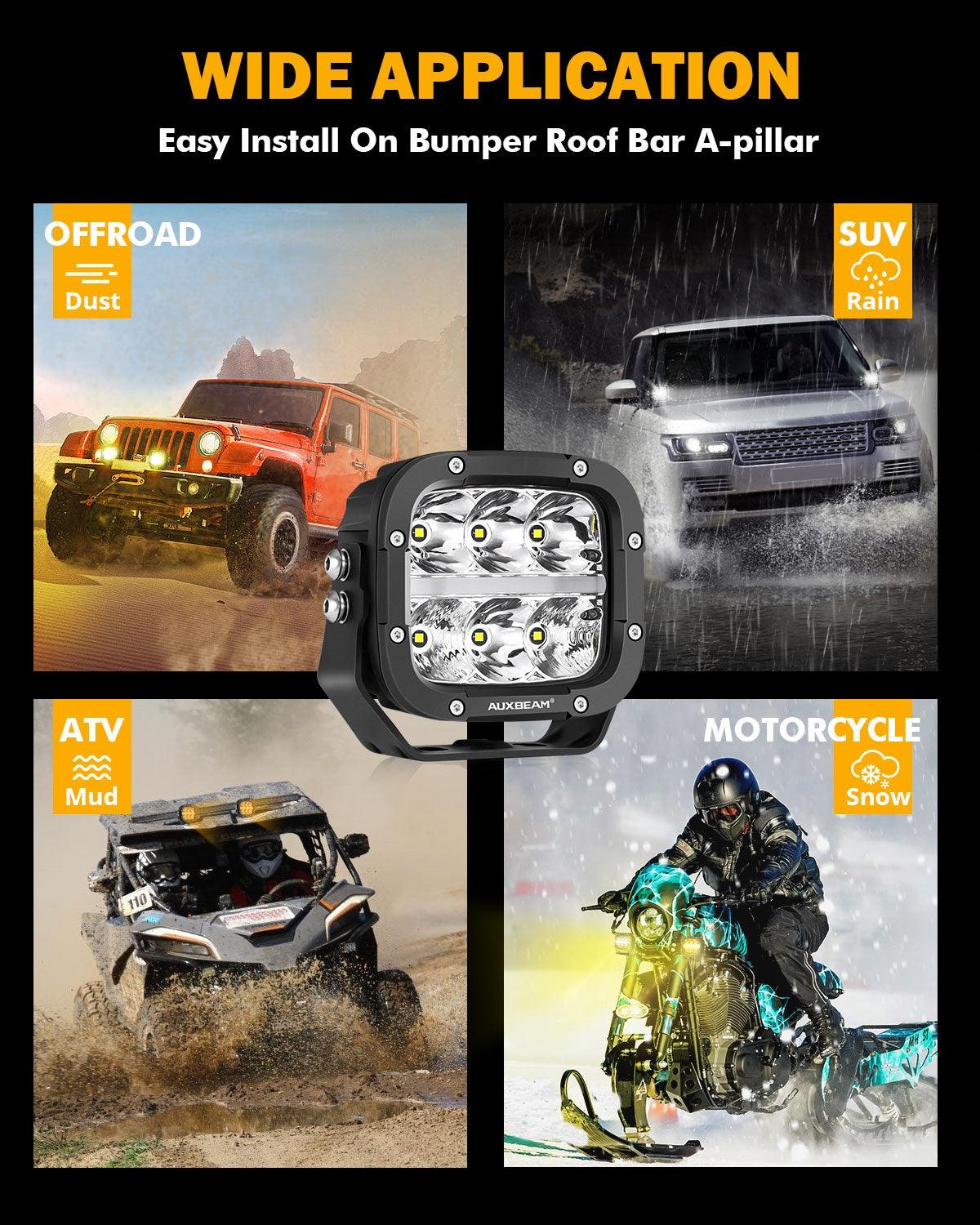 Auxbeam XP-ULTRA Series 5" LED Pods – 132W, 15,600LM, White/Amber, Amber DRL