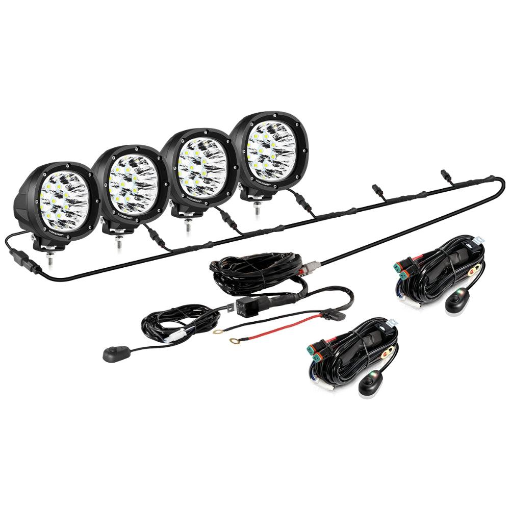 Auxbeam P4 Series 4" 90W Round LED Driving Lights – Spot Beam, White Pod Lights