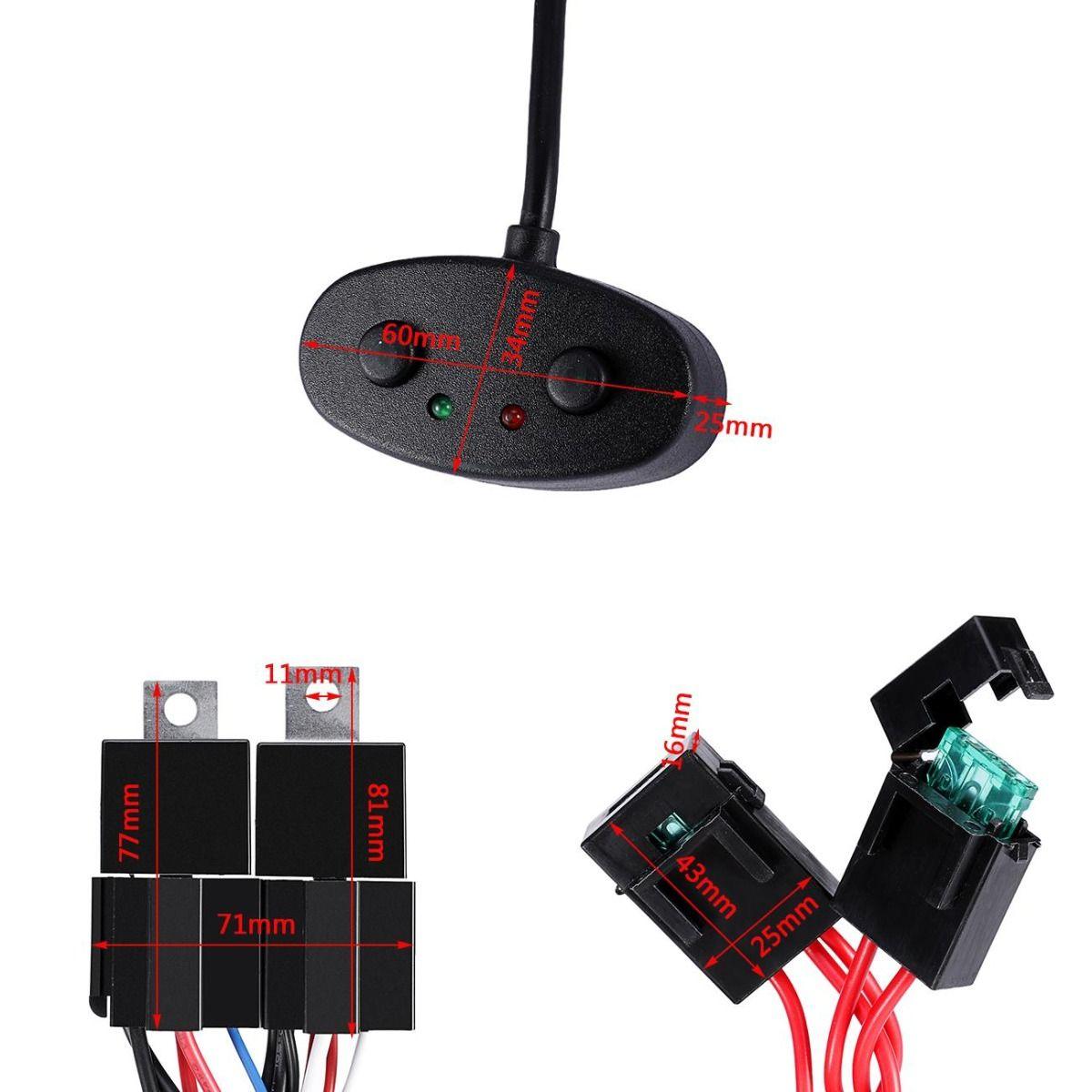 Auxbeam LED Light Bar Wiring Harness – 40A Relay, Fuse, On/Off Switch (1 Lead, 14AWG, Up to 300W)